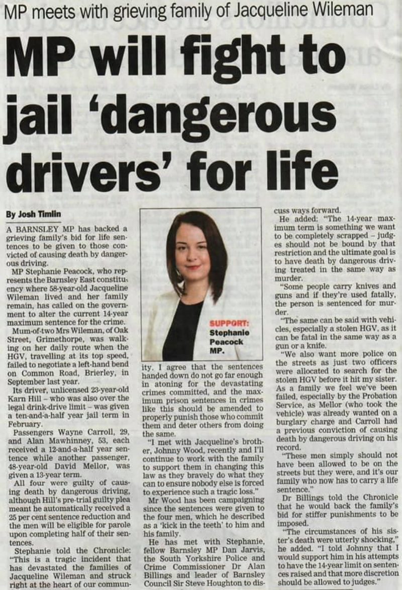 Image of article from the Barnsley Chronicle in April 2019