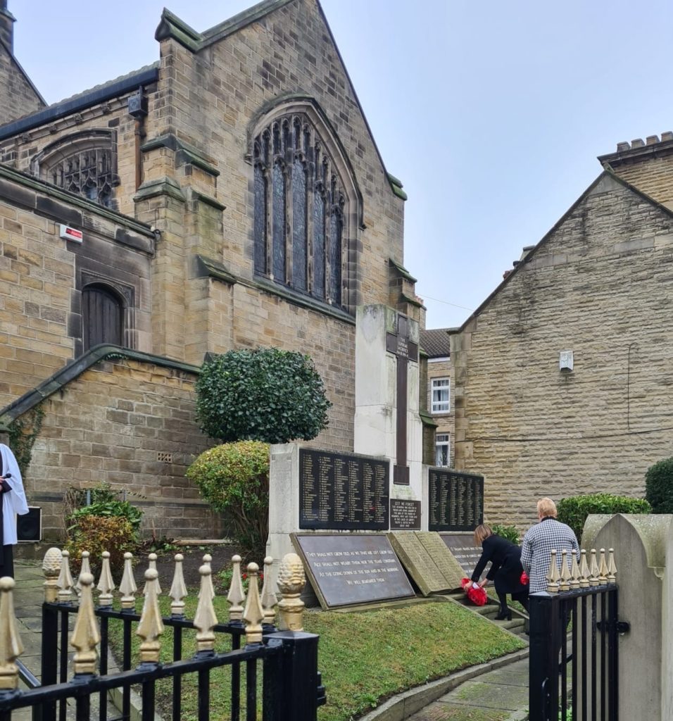 Stephanie Peacock MP laying a Remembrance wreath at St Mary's church in Wombwell