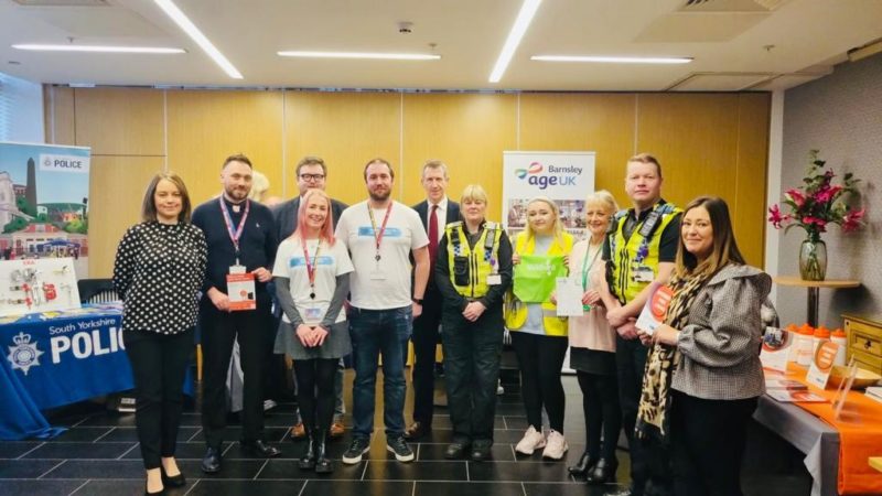 Stephanie Peacock MP with local organisations at her cost of living event at Barnsley College