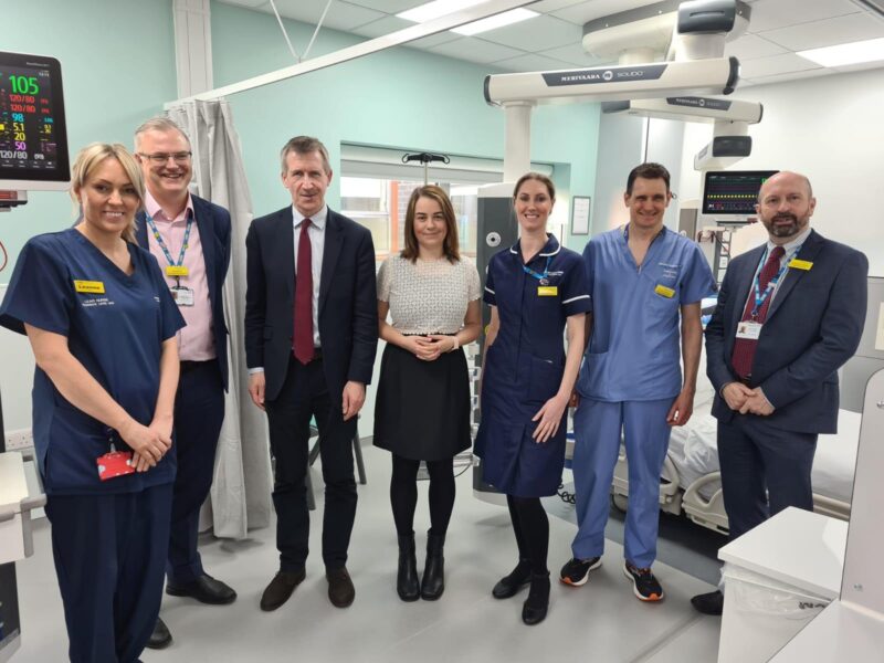 Stephanie Peacock MP, Dan Jarvis MP, and Barnsley Hospital staff at the opening of the new ICU 