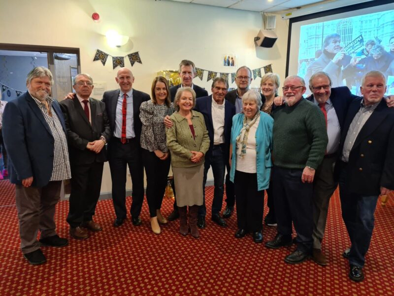 Stephanie Peacock MP alongside other local figures to celebrate Mick Clapham