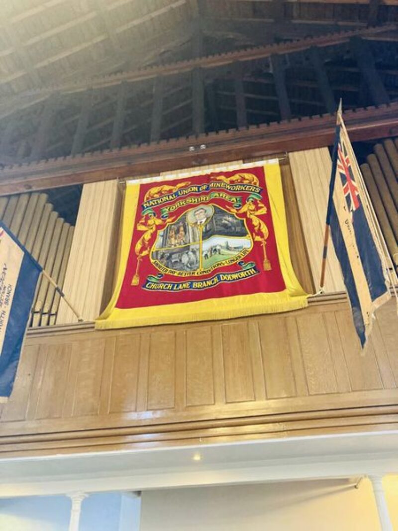 NUM Banner in St John the Baptist Church in Dodoworth