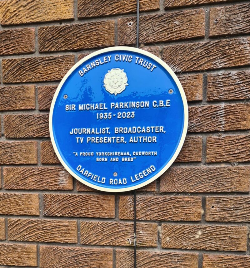 Blue Plaque dedicated to Sir Michael Parkinson in Cudworth