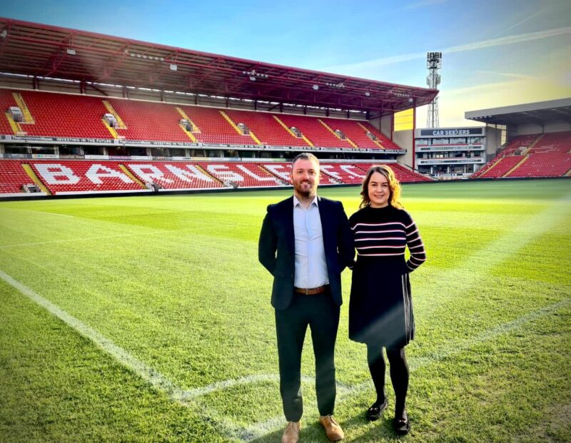 Stephanie Peacock MP with Kieron from Barnsley FC Community Trust