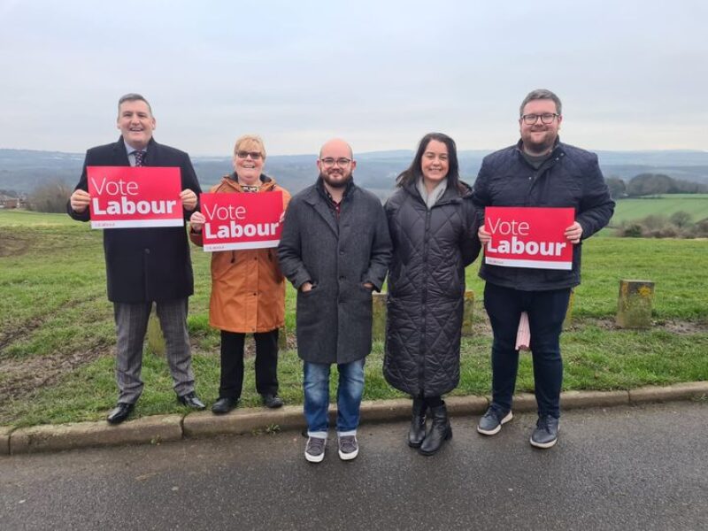 Stephanie Peacock MP with local Labour members and Labour Council candidate Simon Williamson