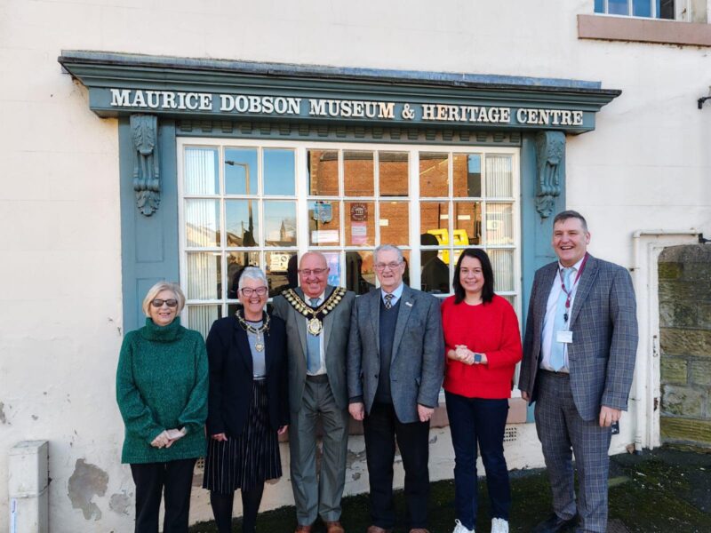 Stephanie joins the Mayor of Barnsley, Darfield Councillors and Museum personnel at the Maurice Dobson Museum in Darfield