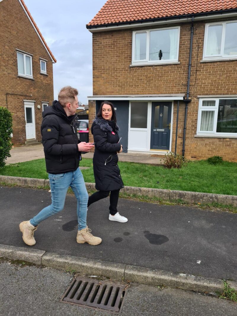 Stephanie Peacock MP campaigning with Labour candidate for Rother Valley, Jake Richards