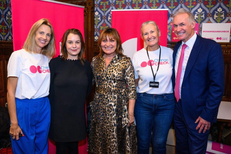 Stephanie Peacock MP with Lorraine Kelly, Dr Hillary and Change and Check advocates in Parliament