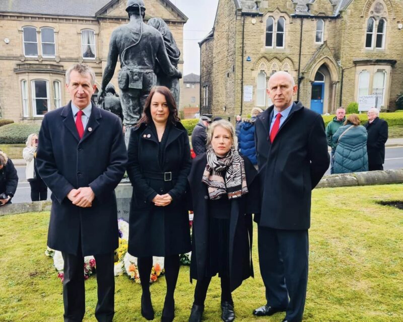 Stephanie Peacock MP, Dan Jarvis MP, John Healey MP and Labour Candidate for Penistone and Stocksbridge, Marie Tidball at the David Jones and Joe Green Memorial