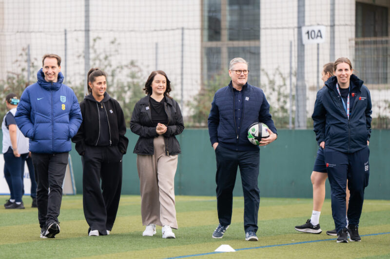 Stephanie Peacock MP, Leader of the Opposition Keir Starmer MP, former England footballer Fara Williams, head of the FA Mark Bullingham and staff from the Haverstock School