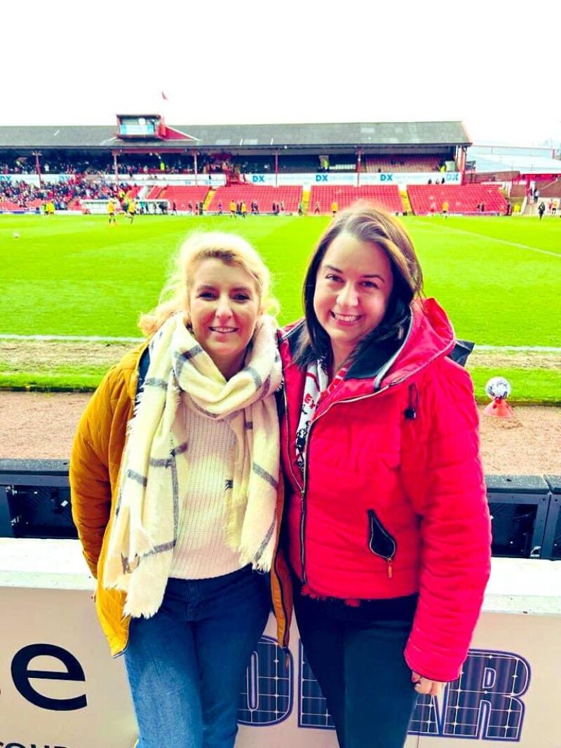 Stephanie Peacock MP and Louise Haigh MP watching Barnsley FC play at Oakwell