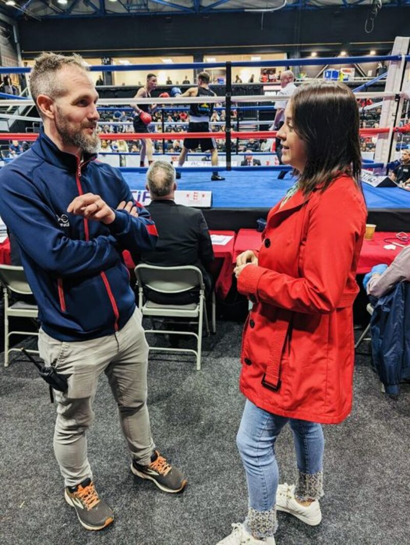Stephanie Peacock MP visiting the National Amateur Boxing Championships at Barnsley Metrodome