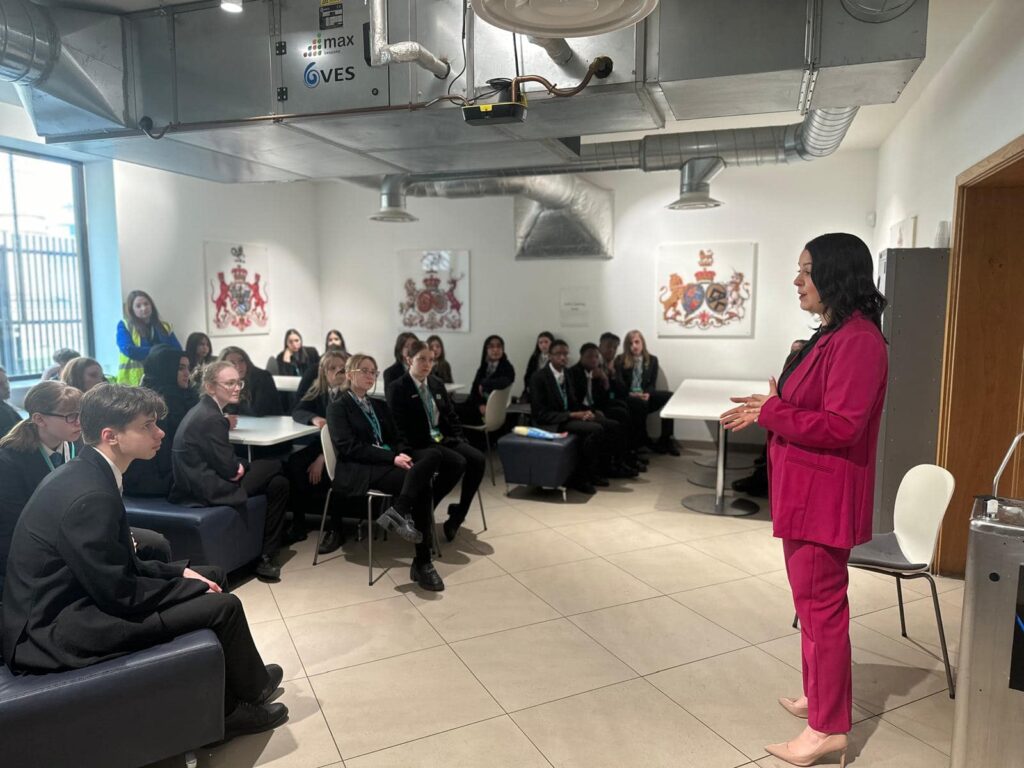 Stephanie Peacock MP speaking to students from Barnsley Academy in Parliament
