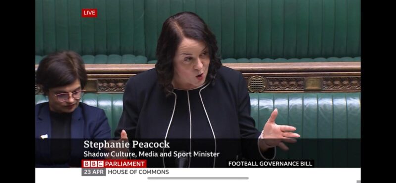 Stephanie Peacock MP speaking in Parliament on the Football Governance Bill