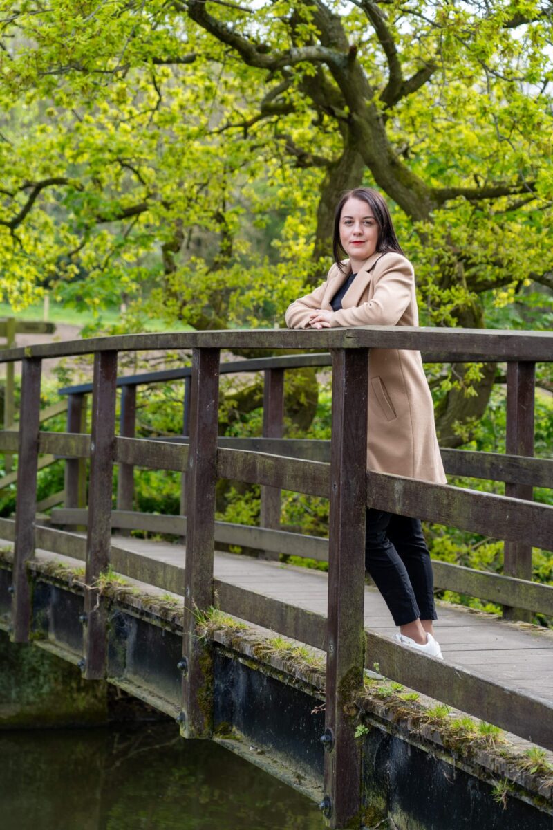 Stephanie Peacock standing on Worsbrough Bridge