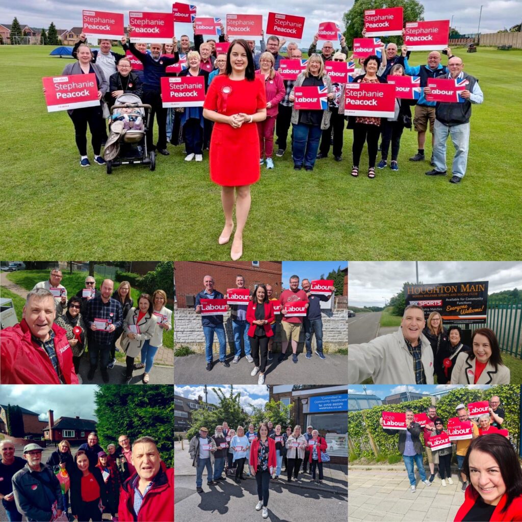 Collage of Stephanie Peacock campaigning across Barnsley South