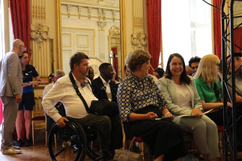 Stephanie Peacock MP at a speaking event at the Paralympic Games