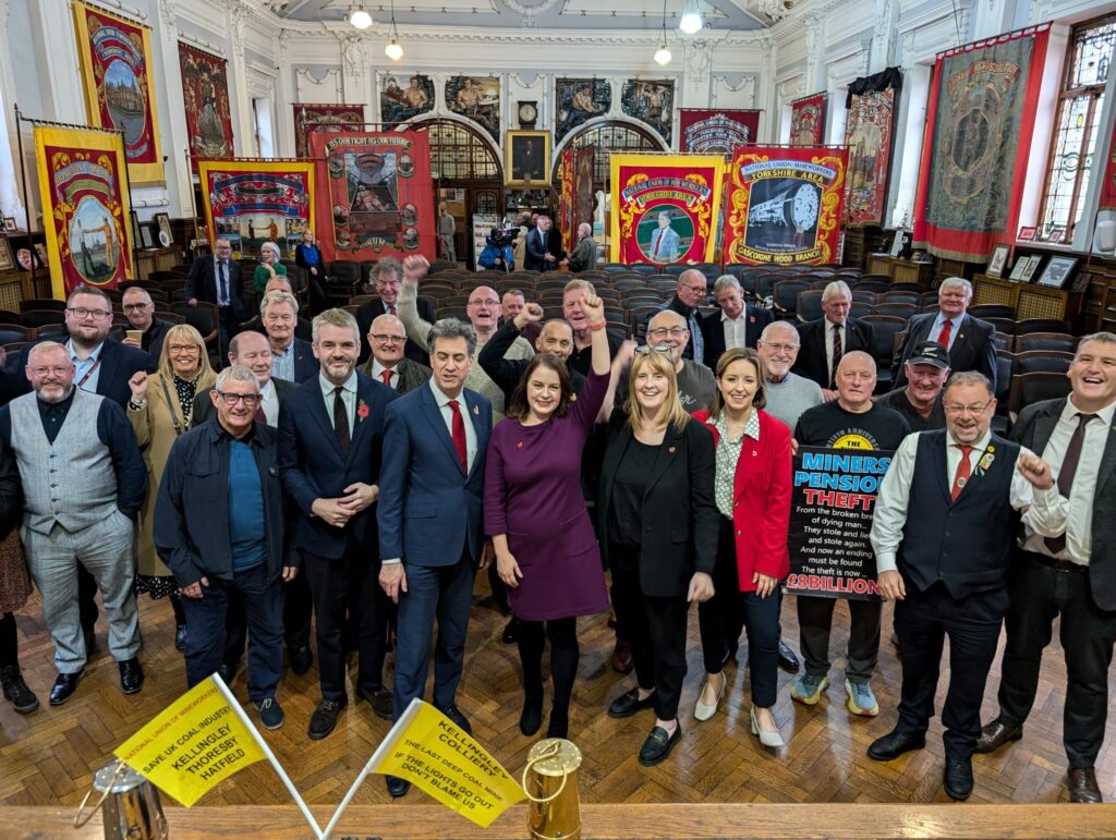 Stephanie Peacock MP at the event held at the Miners' Hall in Barnsley marking the Government's changes to the Mineworkers' Pension Scheme