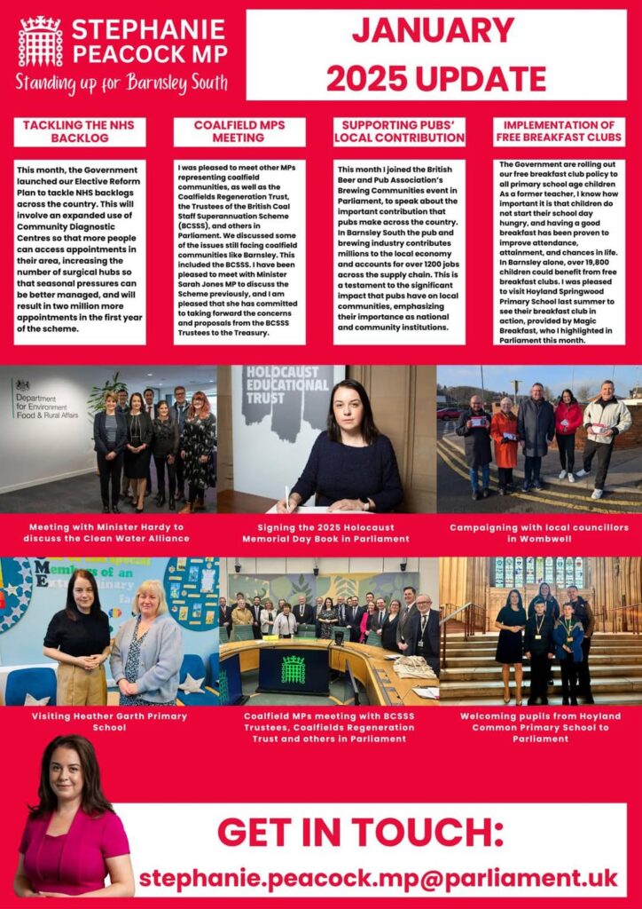 Stephanie Peacock MP's January Update