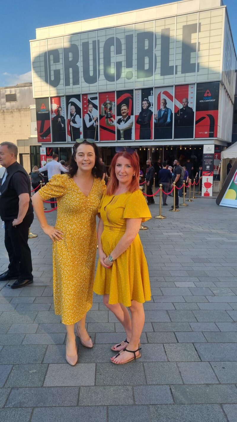 Stephanie Peacock MP with Louise Haigh MP at the Crucible in Sheffield for the Snooker World Championships