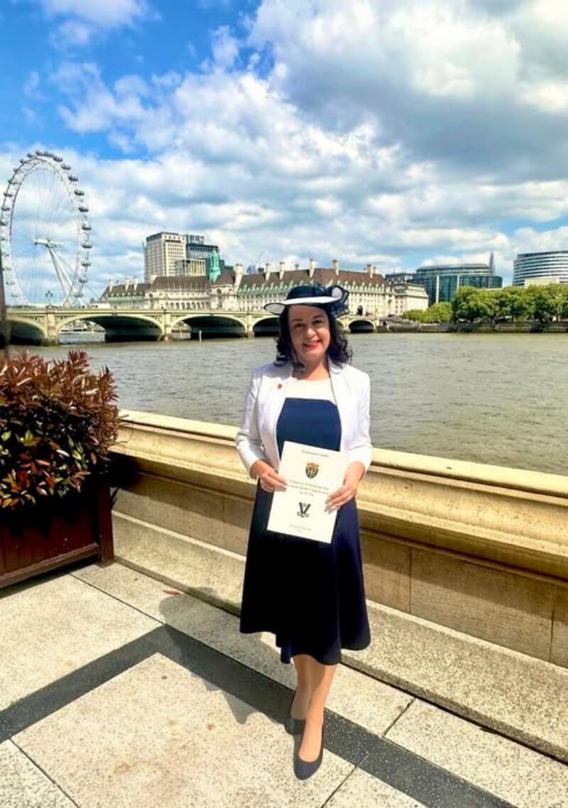 Stephanie Peacock MP holding the programme from the Service of Thanksgiving at Westminster Abbey to mark 80 years since VE Day 2025