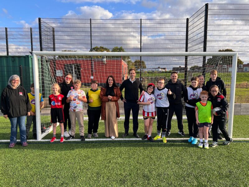 Stephanie Peacock MP visiting Kivedon Park FC alongside local MP Jake Richards MP 