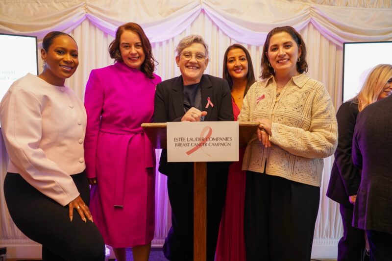 Stephanie Peacock MP, Ashley Dalton MP and others from the Pink Ribbon Campaign 