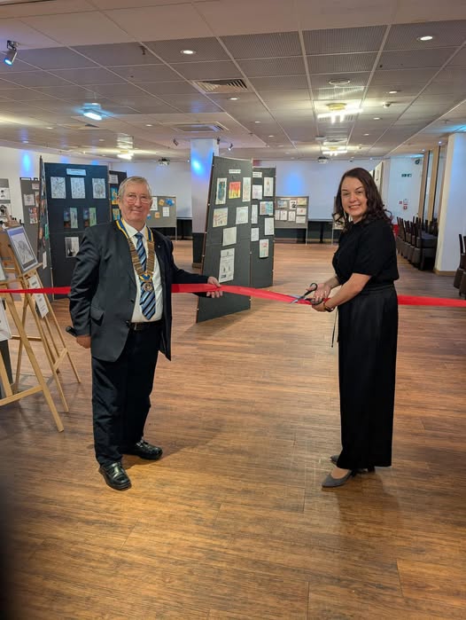 Stephanie Peacock MP opening the Barnsley Rockley Rotary Club's Children's Art Exhibition